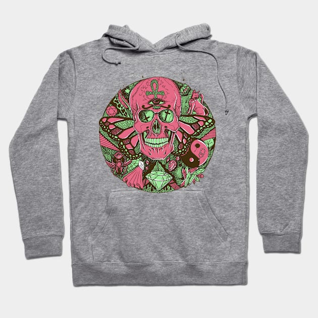 Pink Mint Skull Circle of Humanity Hoodie by kenallouis